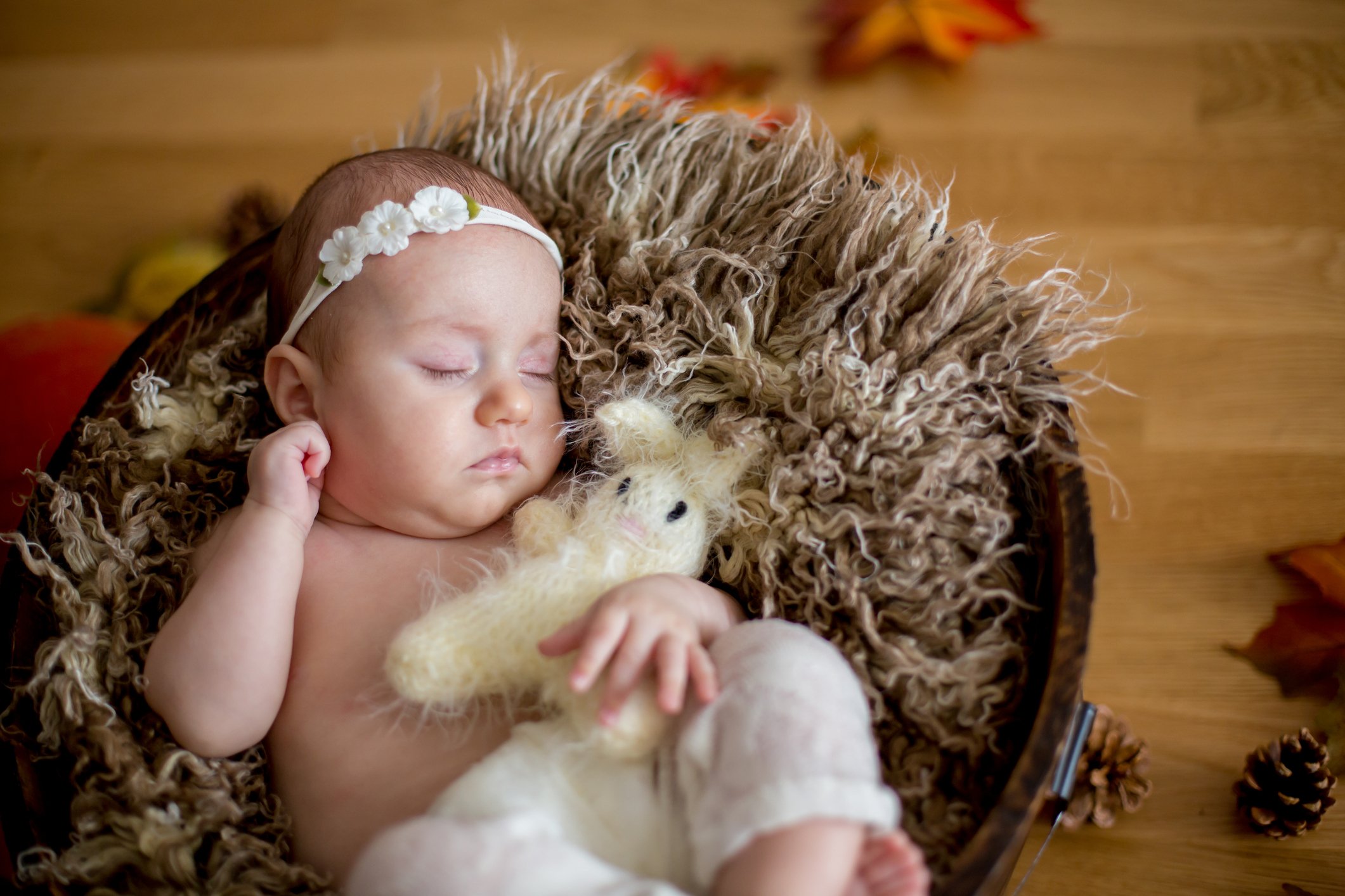 Close portrait of newborn baby girl