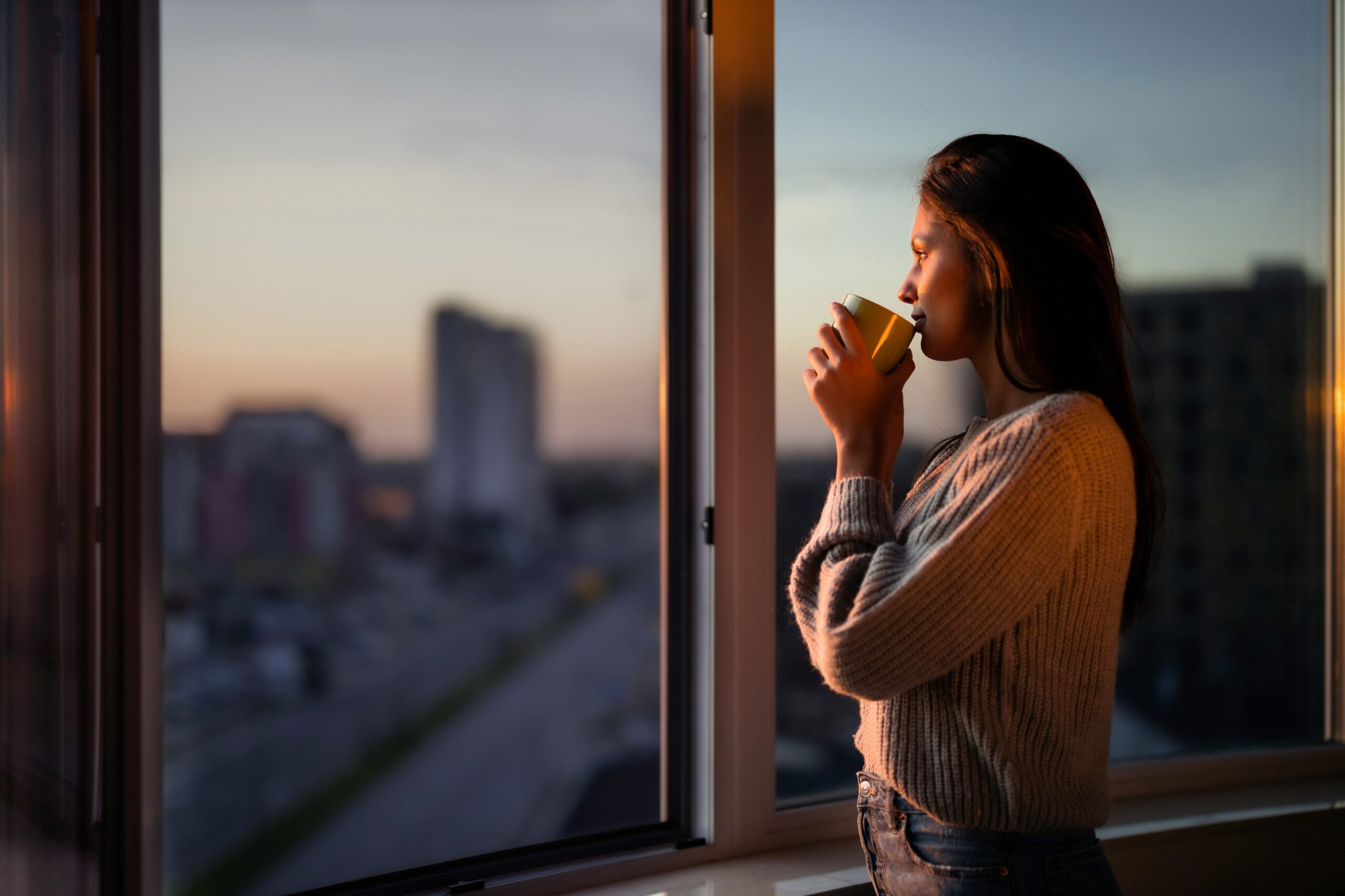woman at window