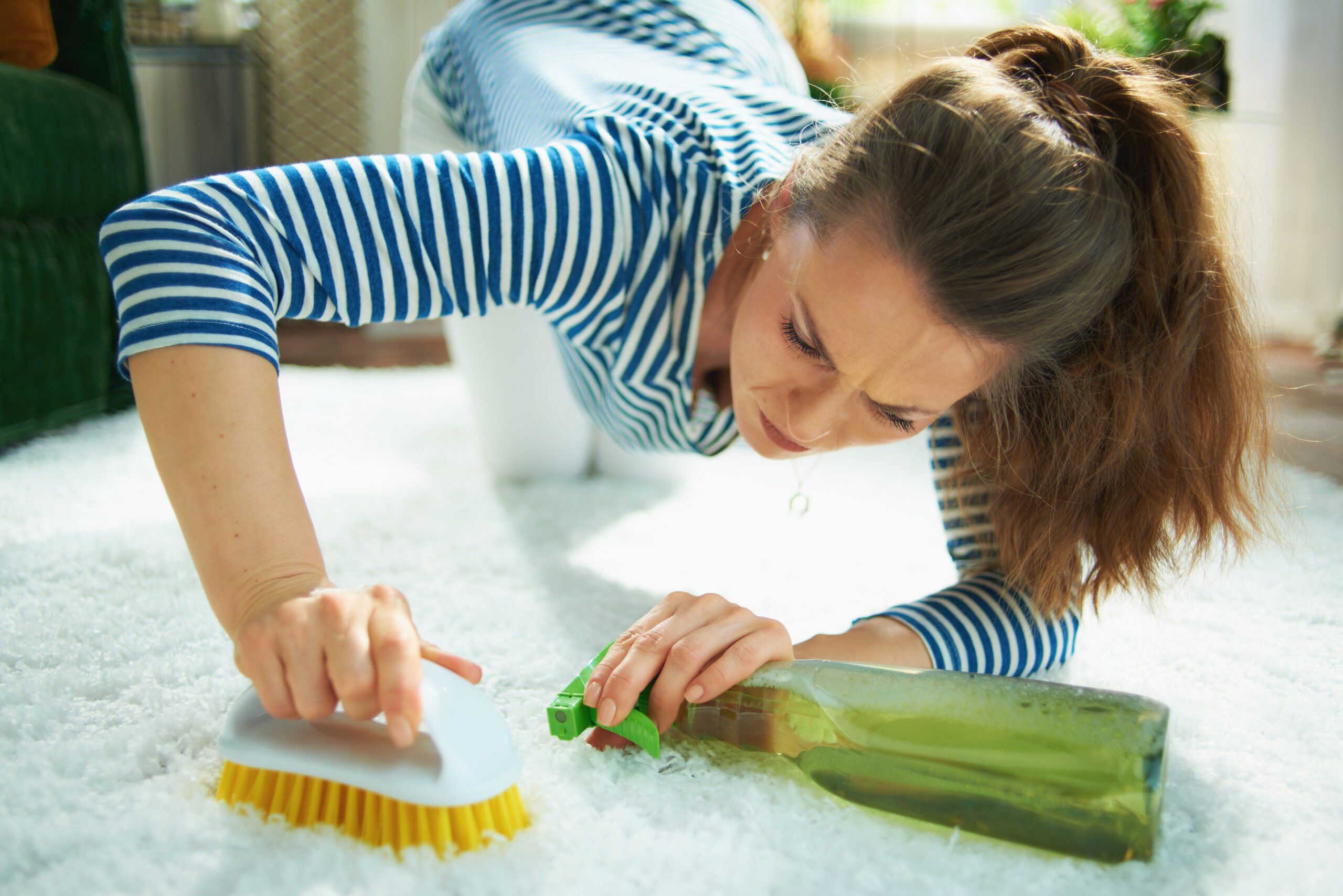woman rage cleaning