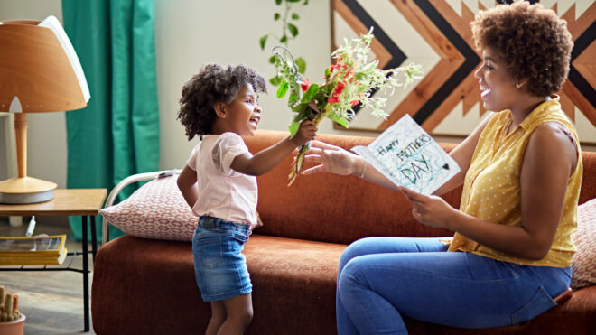 mom getting flowers for mother's day