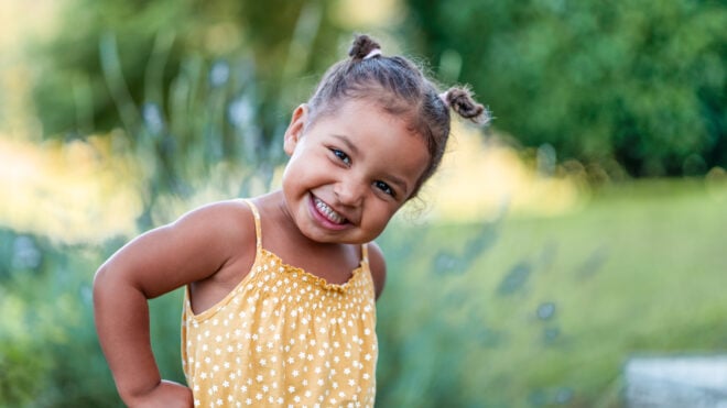 toddler girl smiling