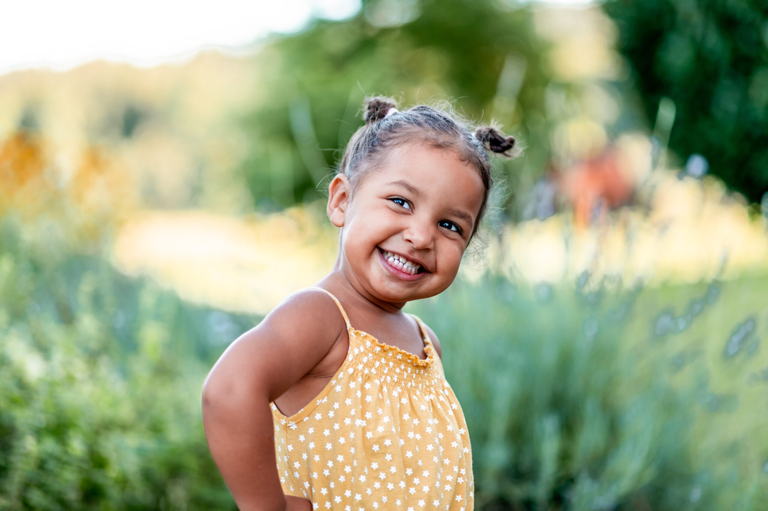 Portrait of cute little girl outdoors