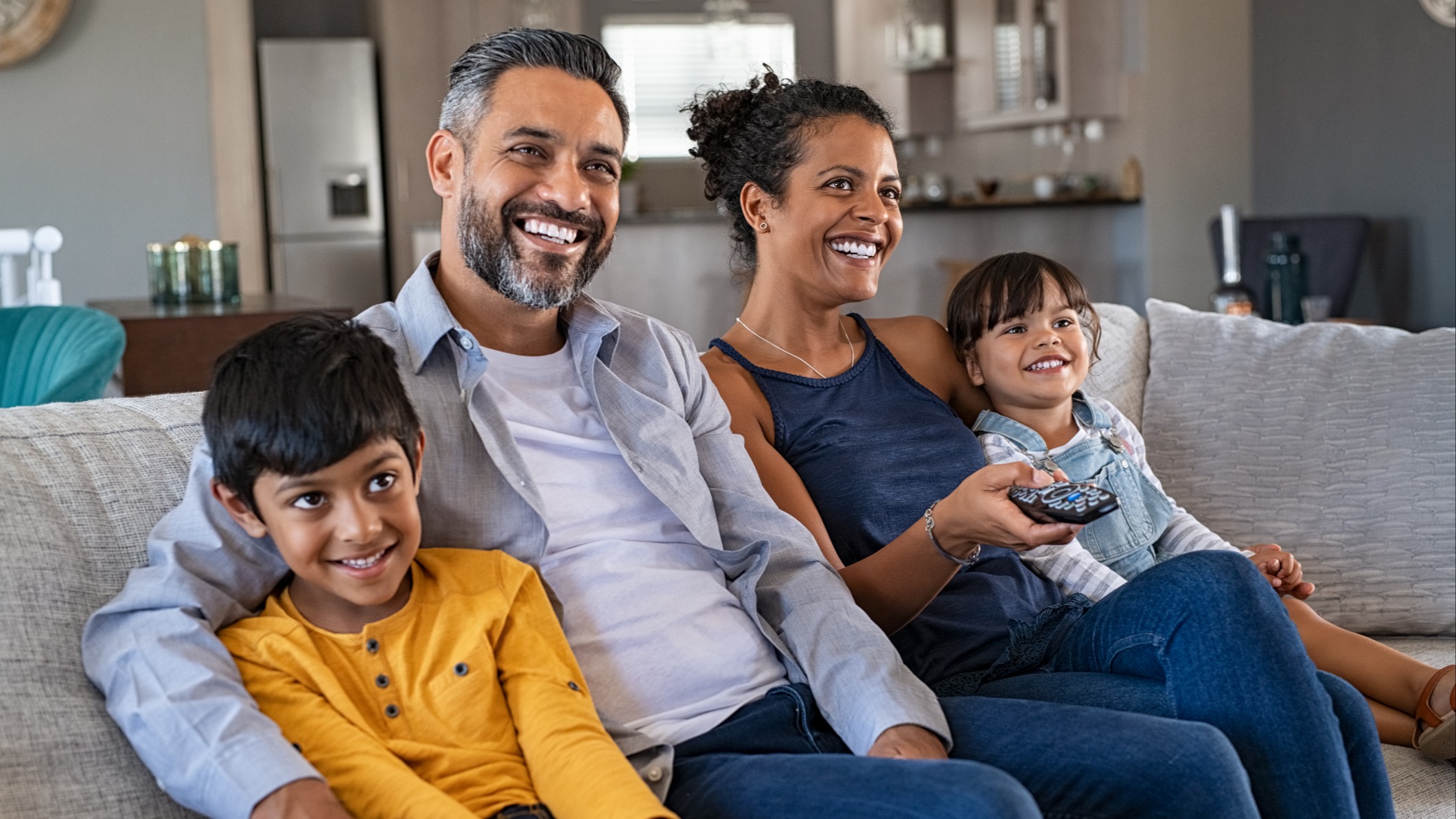 family watching TV