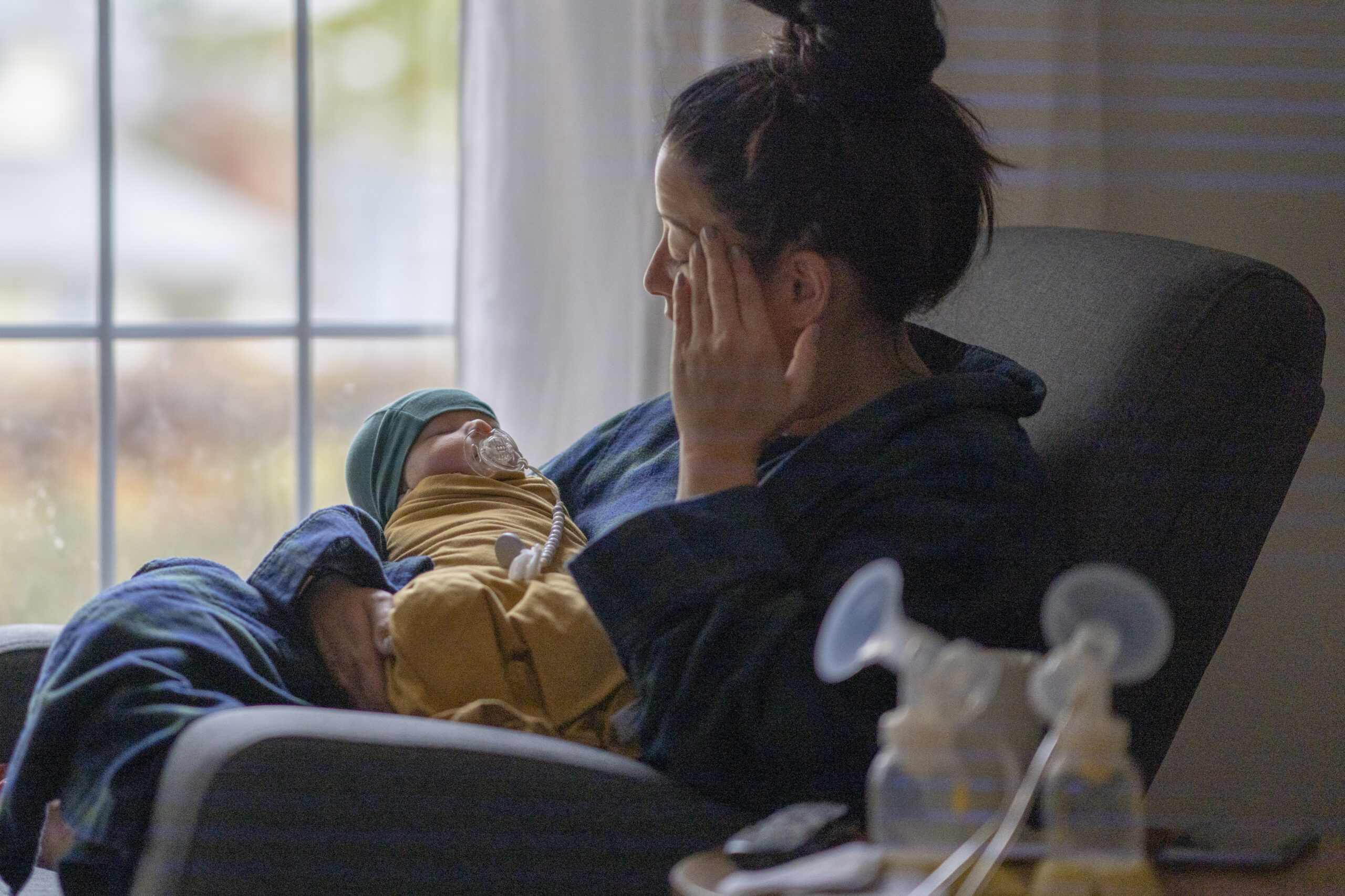 exhausted postpartum mom