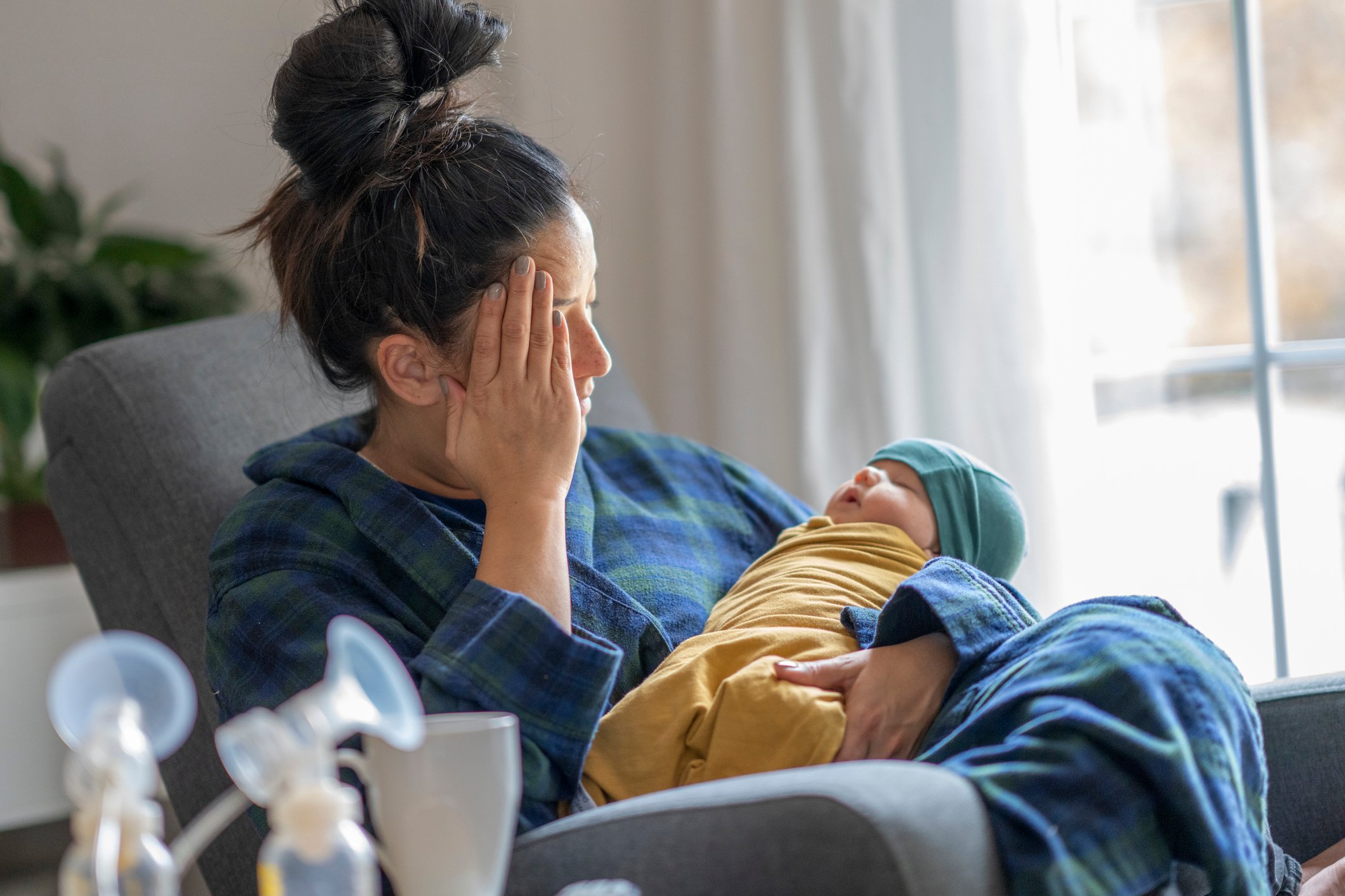 An overwhelmed mom