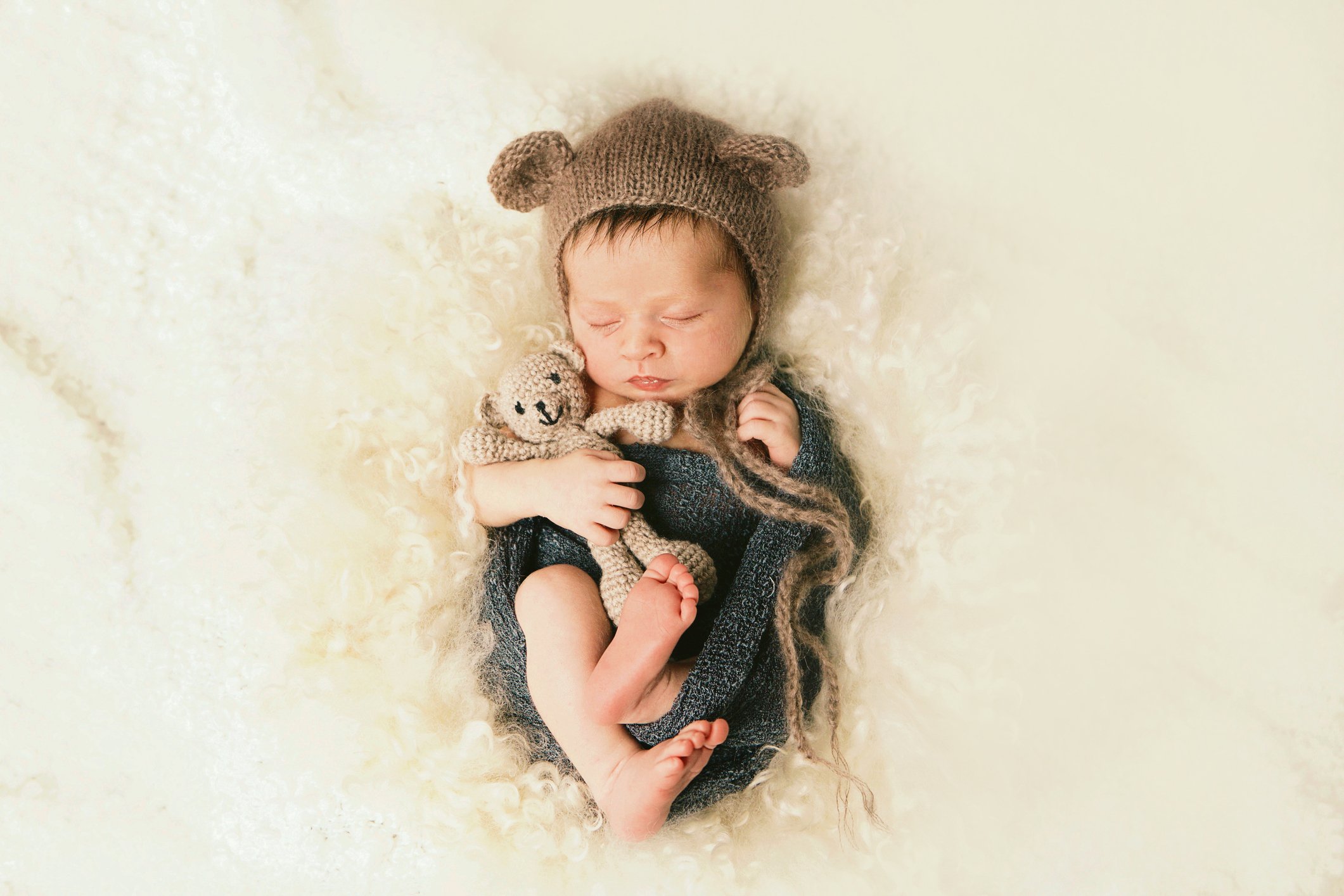 Newborn Baby with Teddy Bear