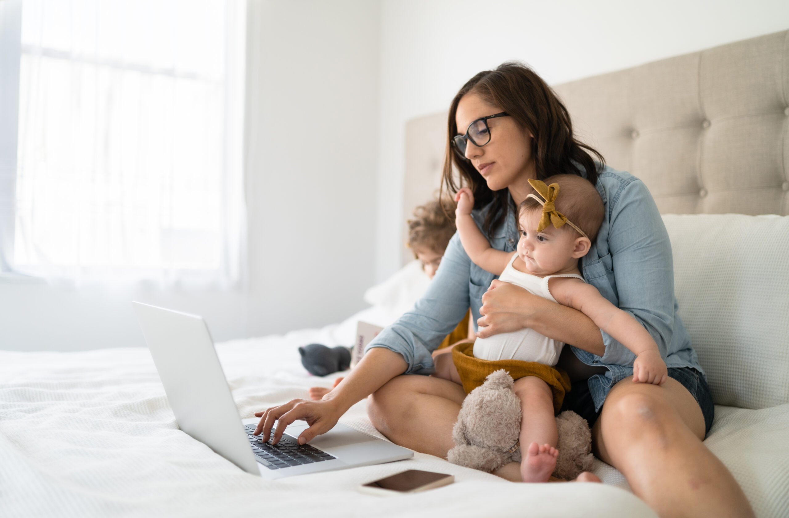 Woman working from home.