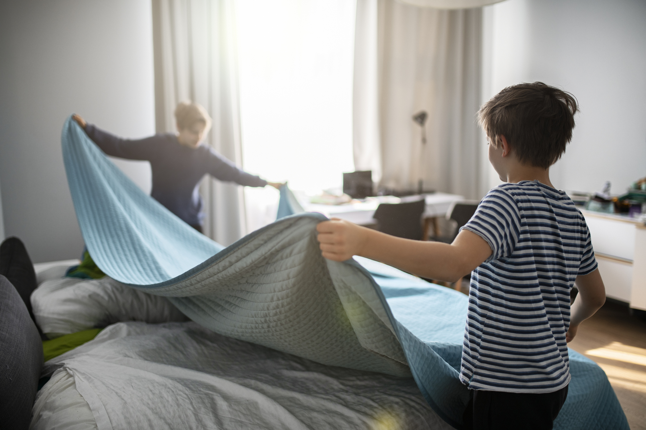 Teenagers doing chores