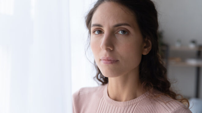not smiling woman