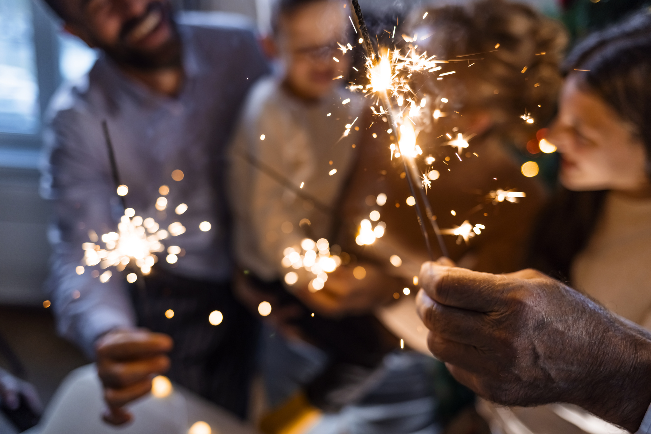 Family celebrating the new year
