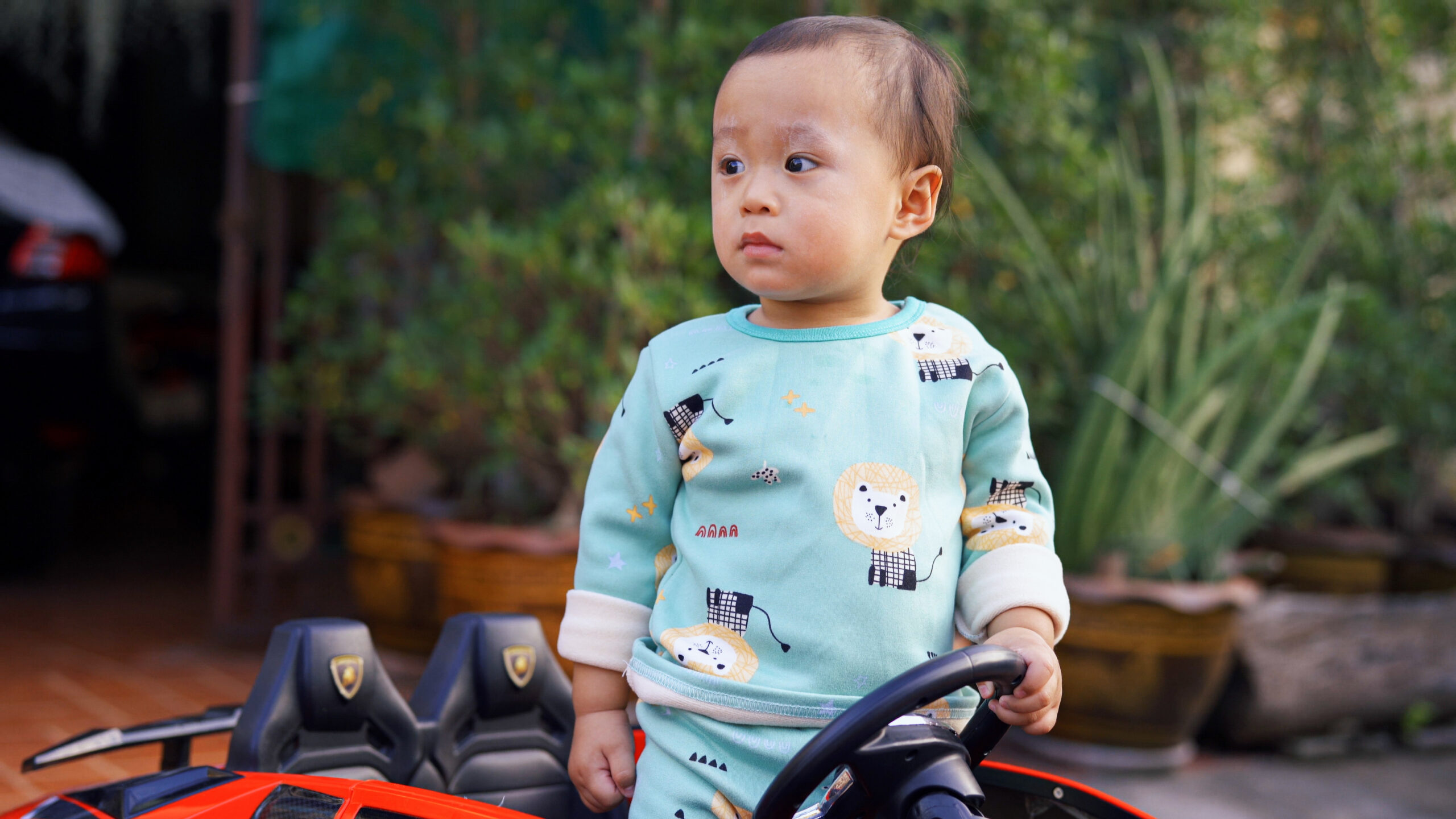 Asian baby boy playing.