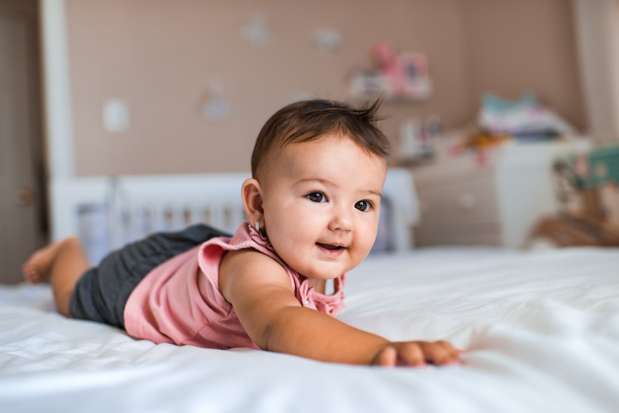 Beautiful baby girl in the morning