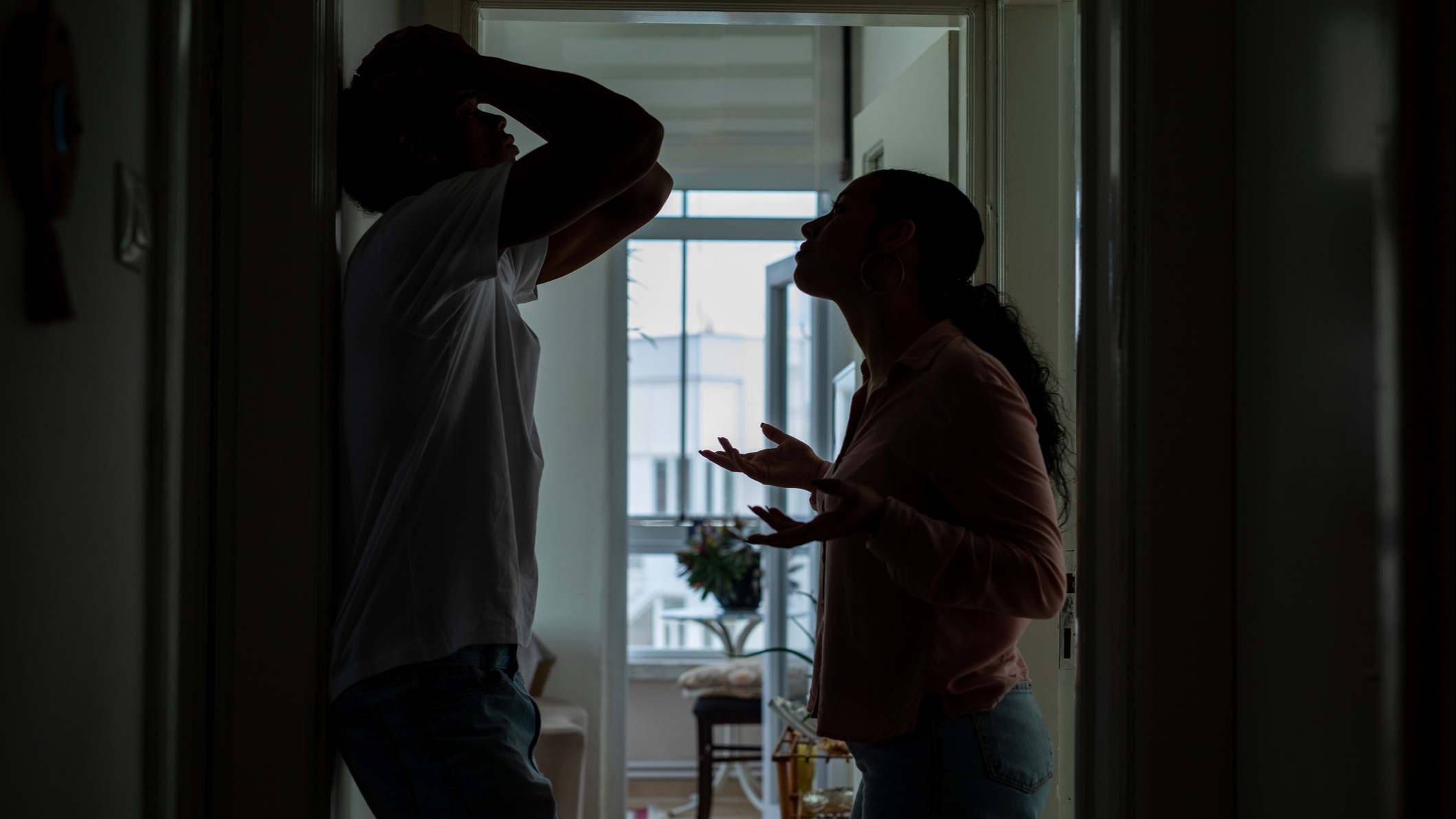 Two adults arguing
