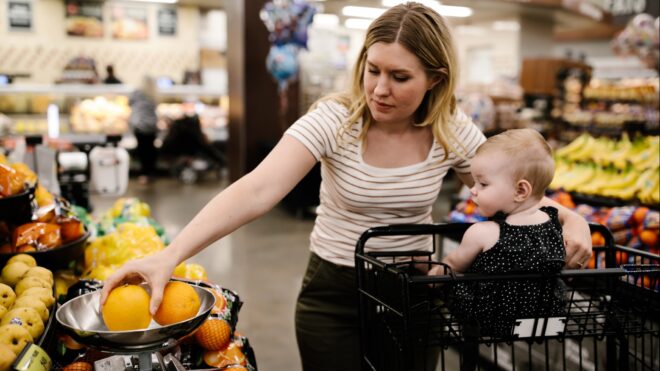 Mom grocery shopping