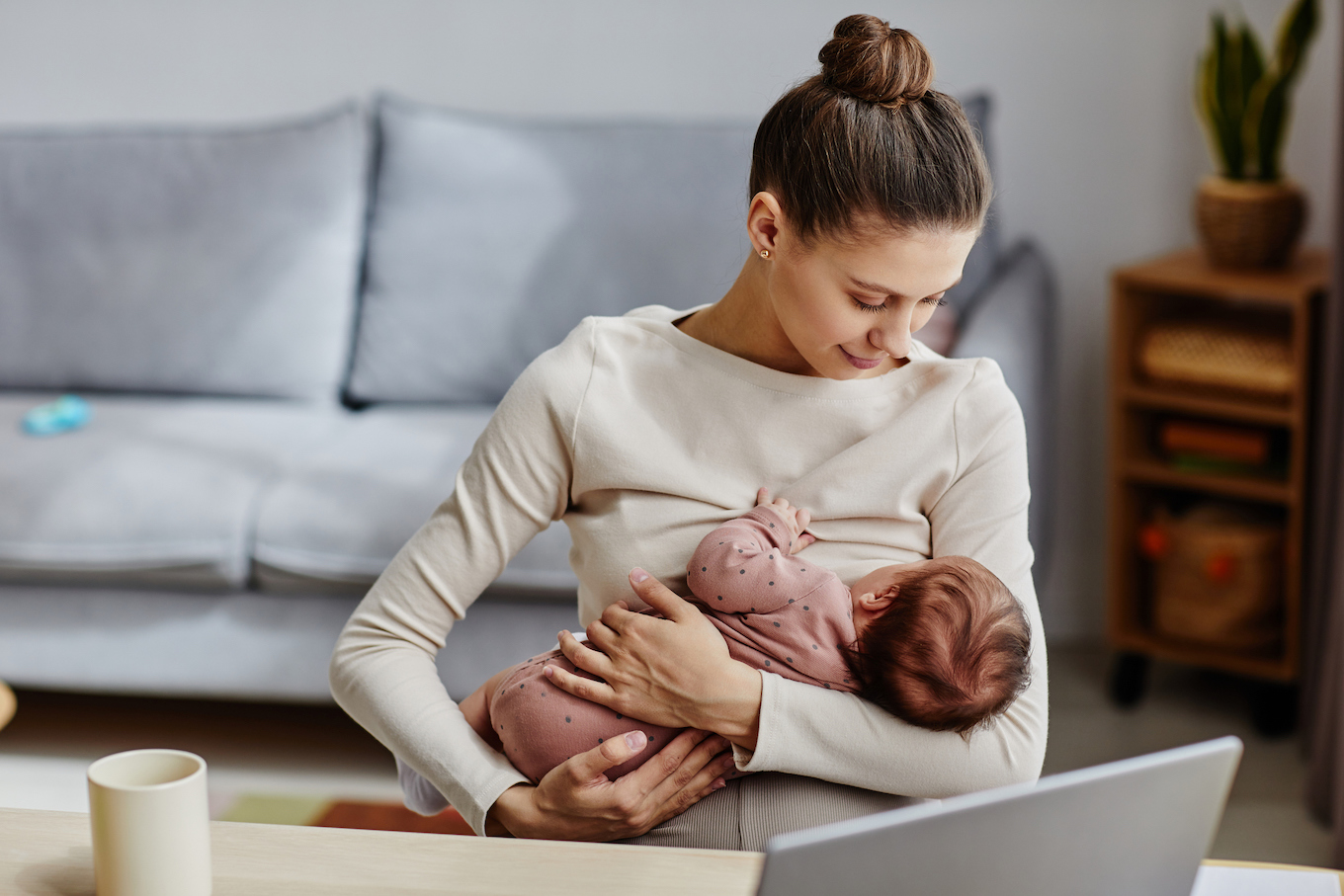 Loving Mother Cradling Baby