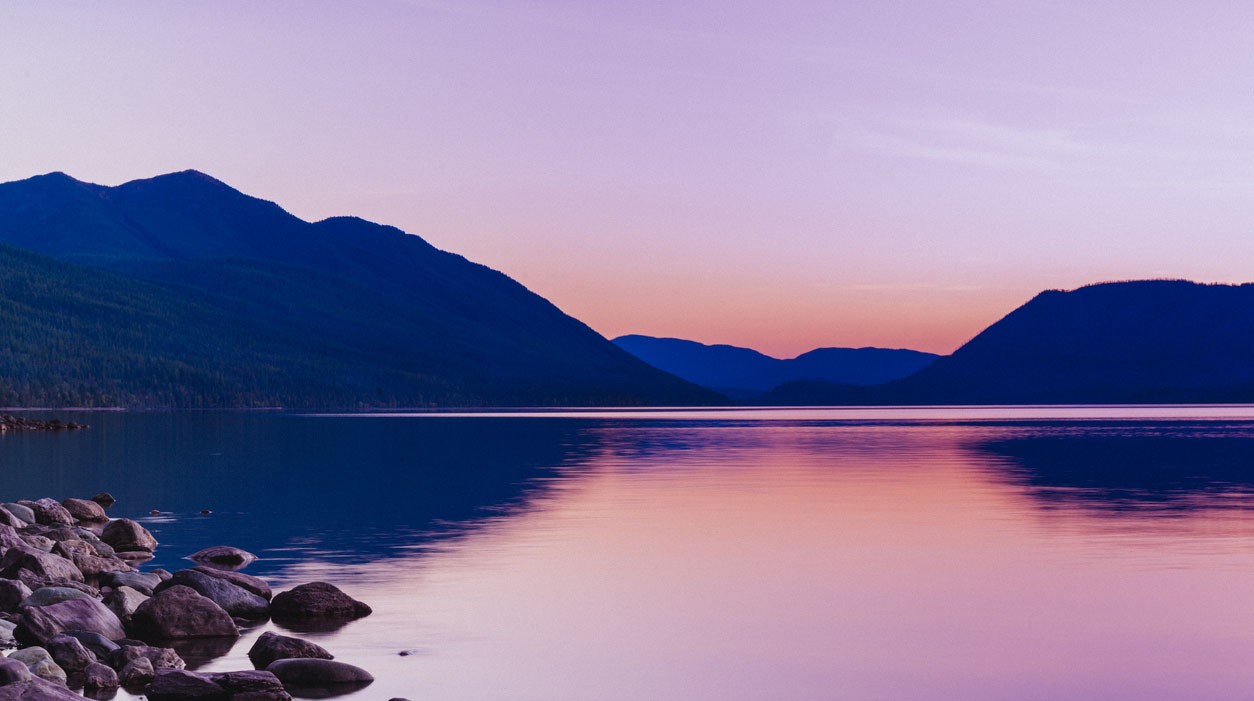 Scenic Sunset Lake McDonald Reflections Glacier National Park Montana
