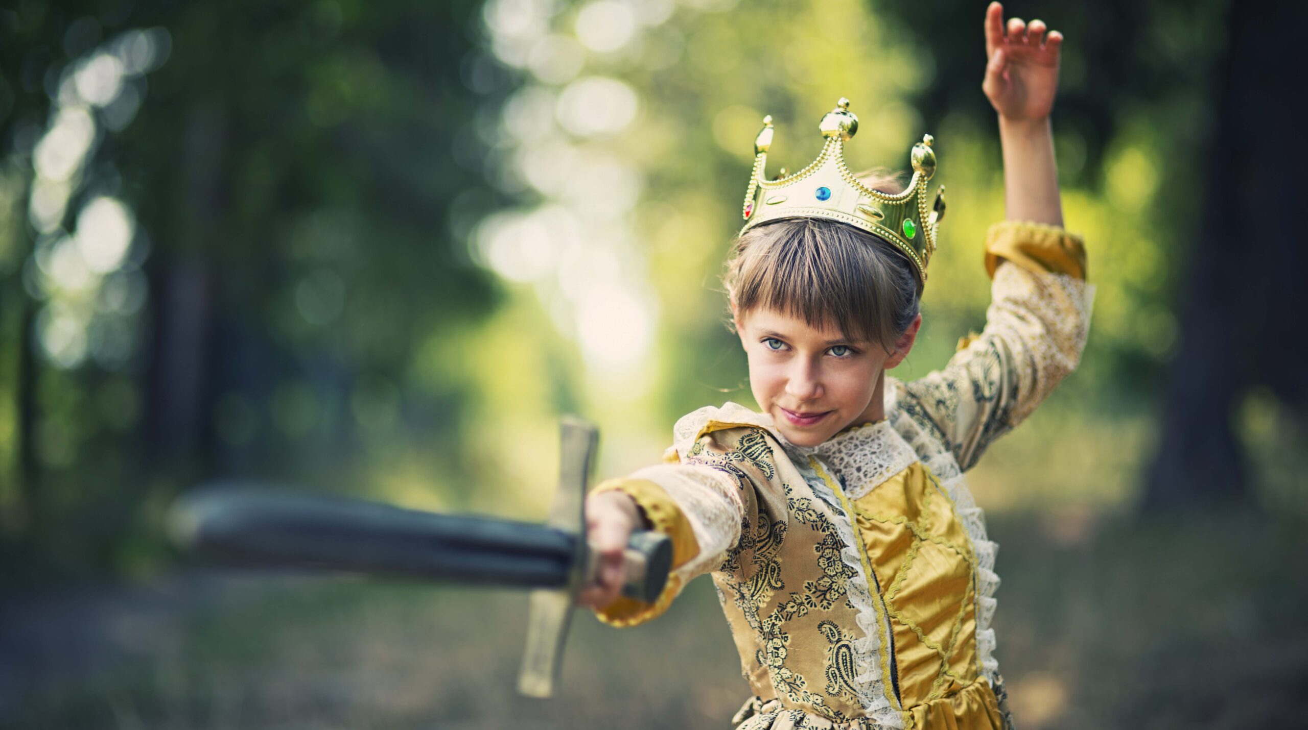 Little girl practicing swordplay - princess that doesnt need saving