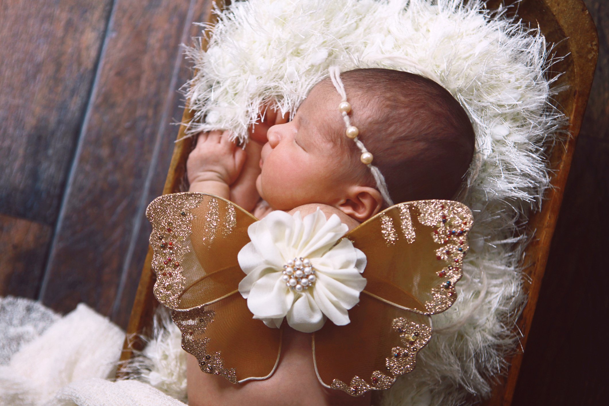 Newborn Baby Girl Wearing Butterfly Wings