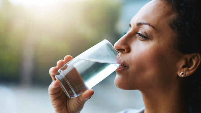 woman drinking water