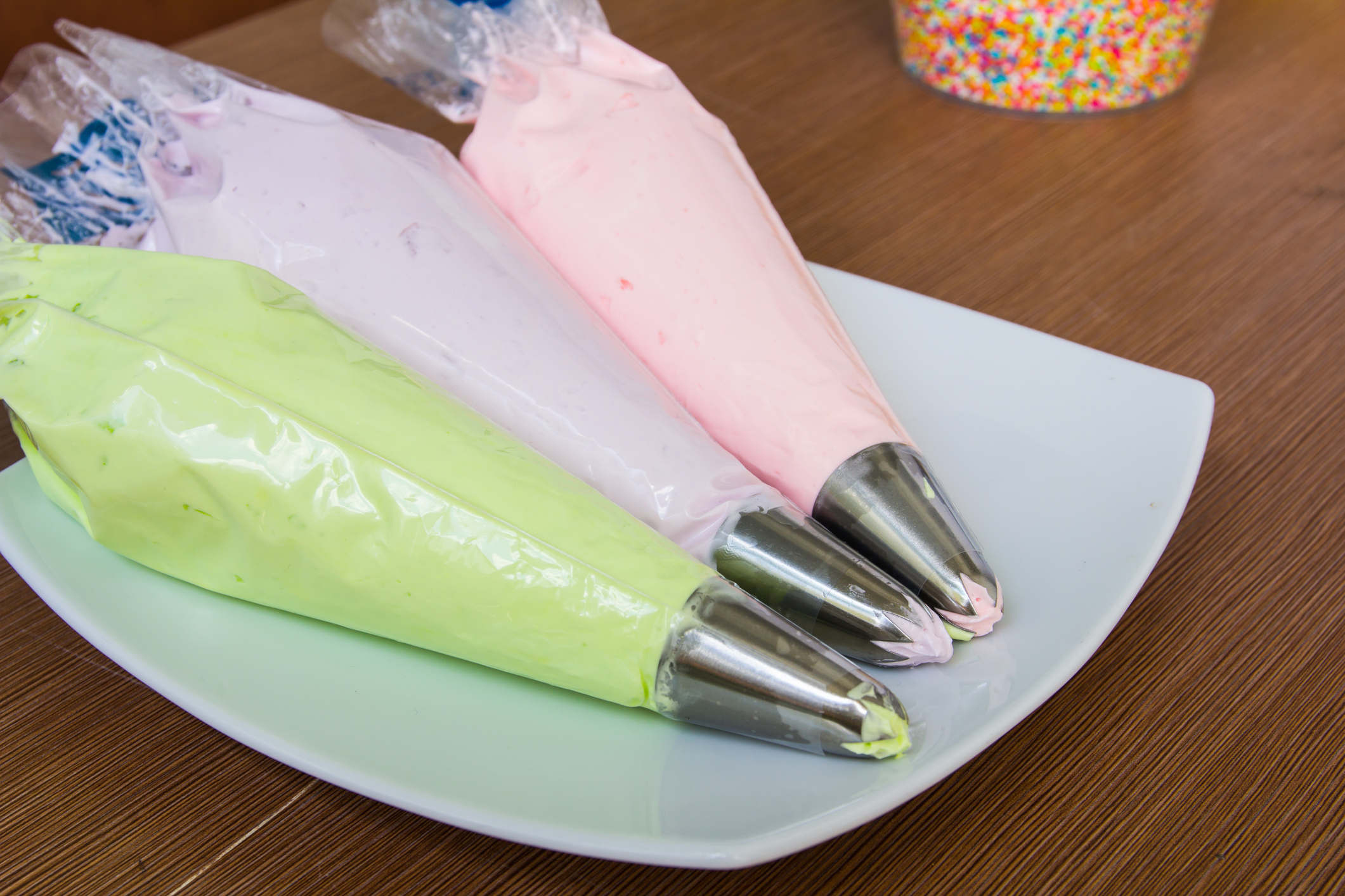 buttercream icing tube on plate