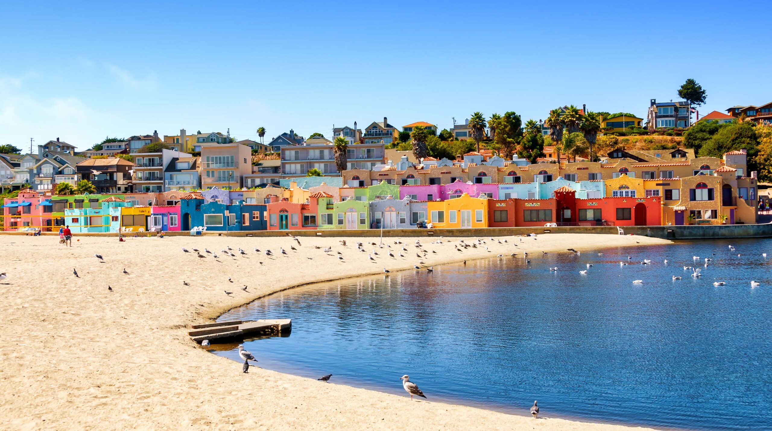 Colorful residential neighborhood in Capitola beach, on the California coast