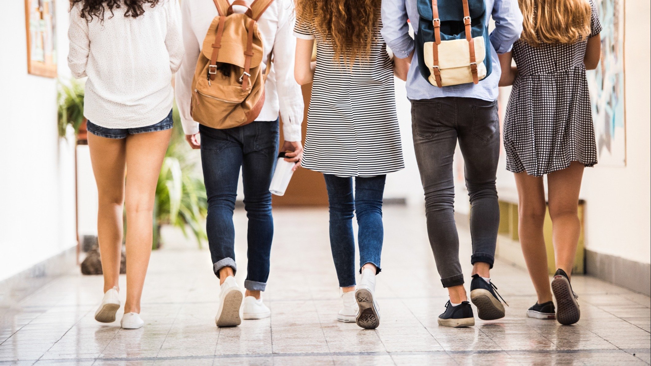 A group of kids walking