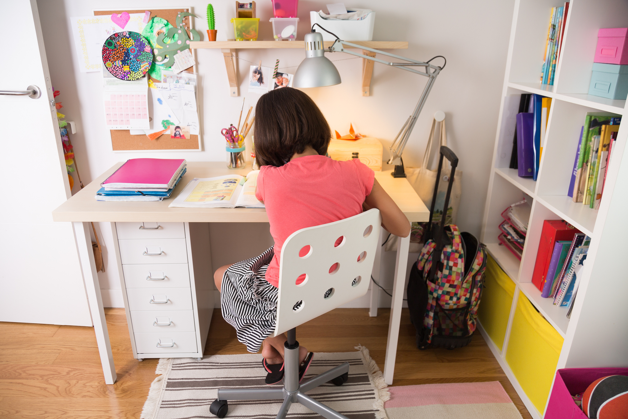 Young girl doing homework