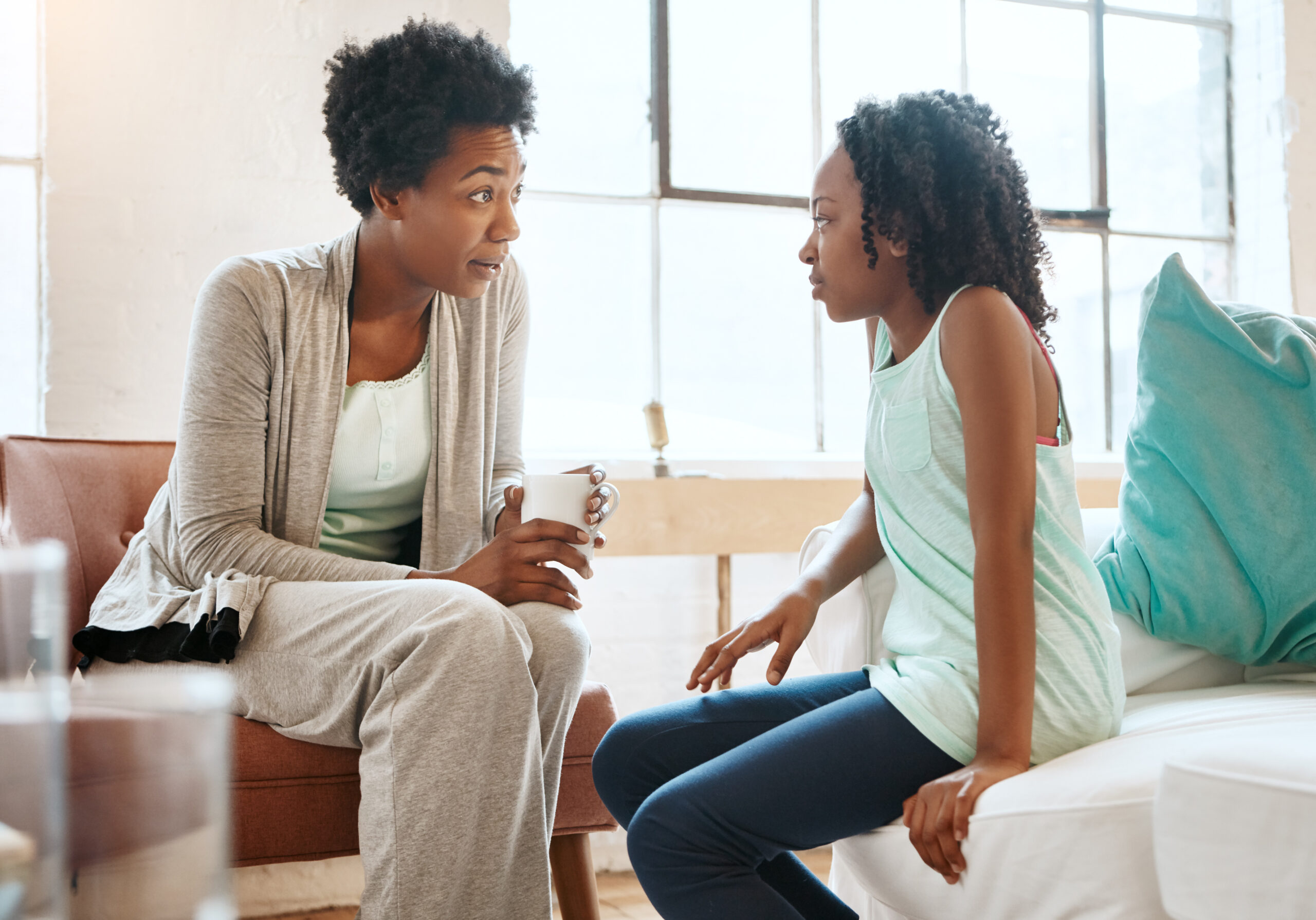 serious talk with mom girl