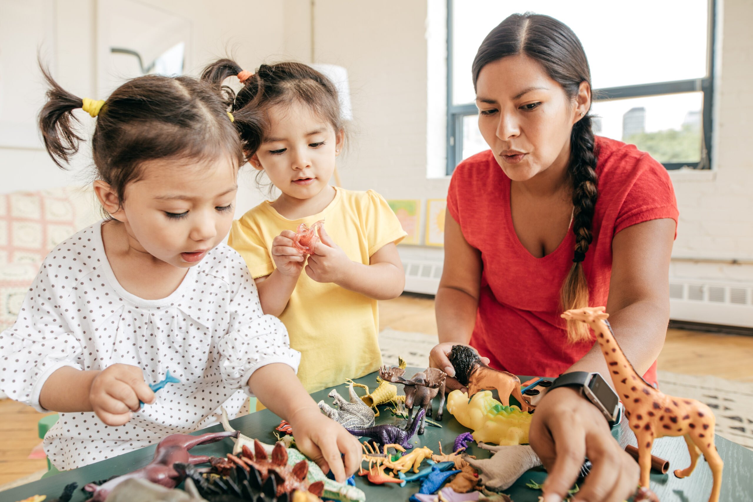mom playing with kids