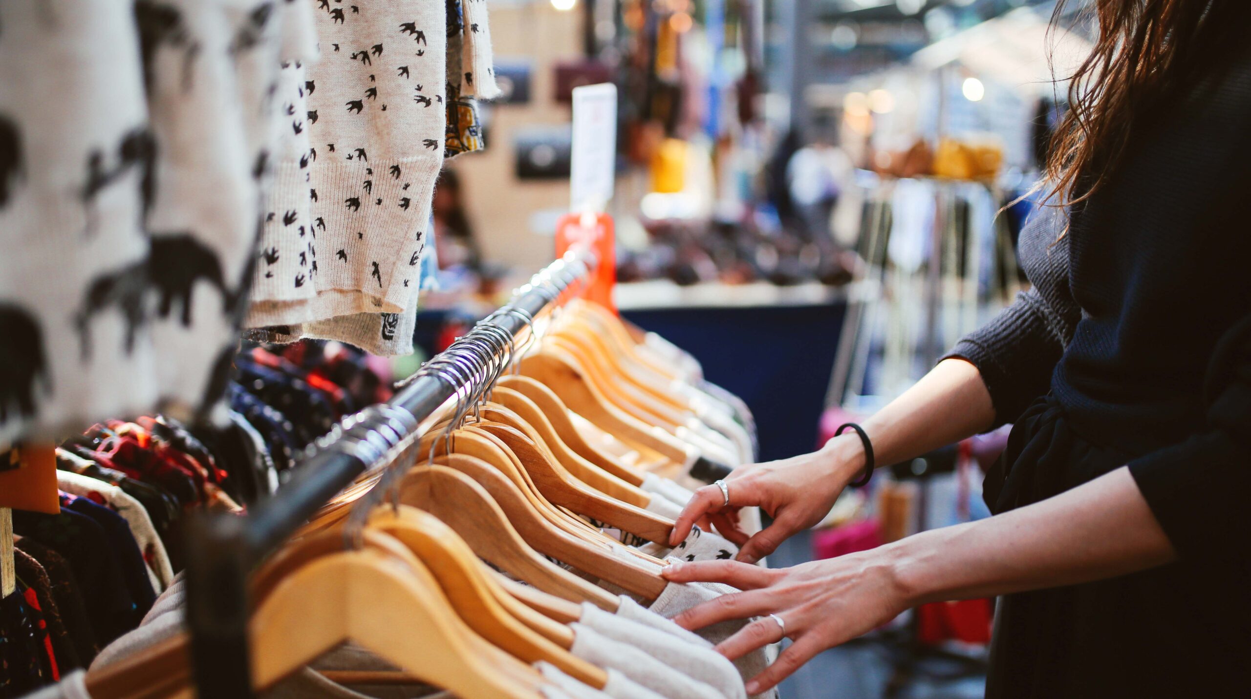 Woman shopping in East London second hand marketplace
