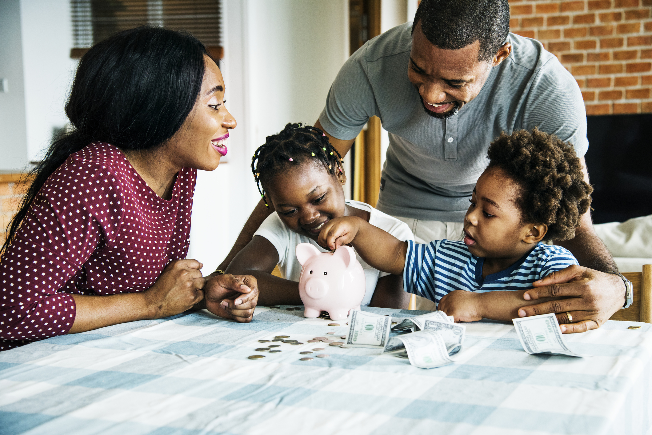 A family talking about their finances