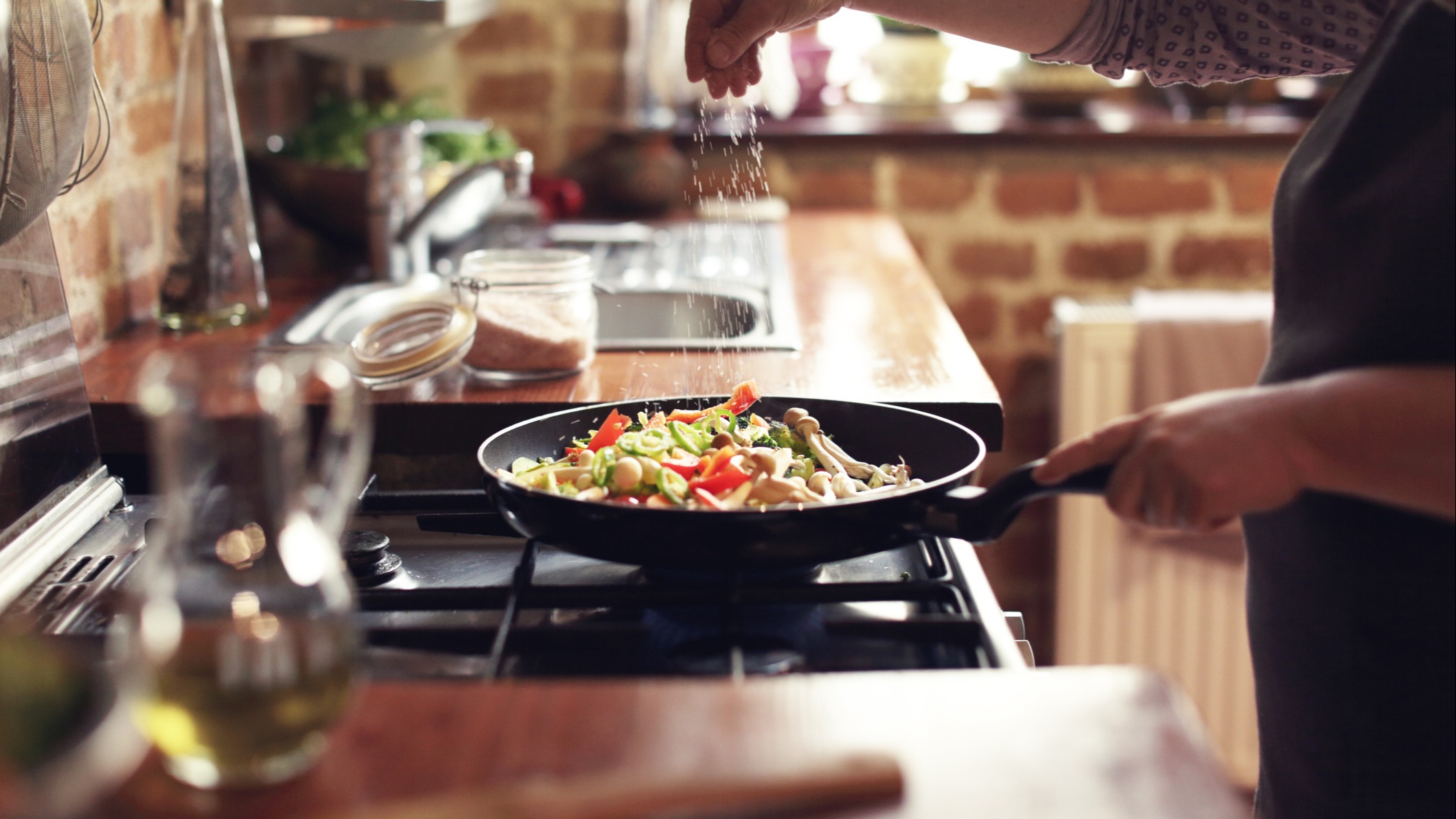A woman cooking