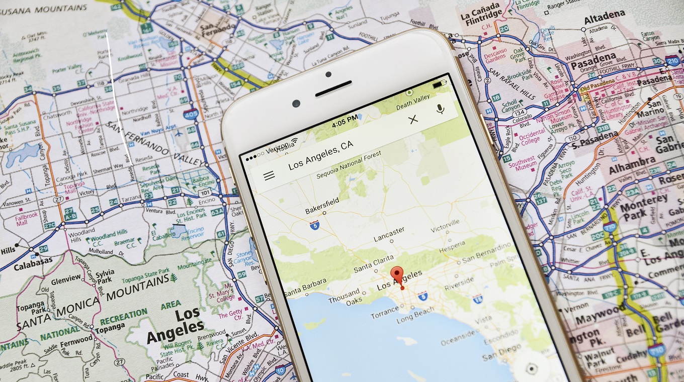 Los Angeles on iPhone and Map