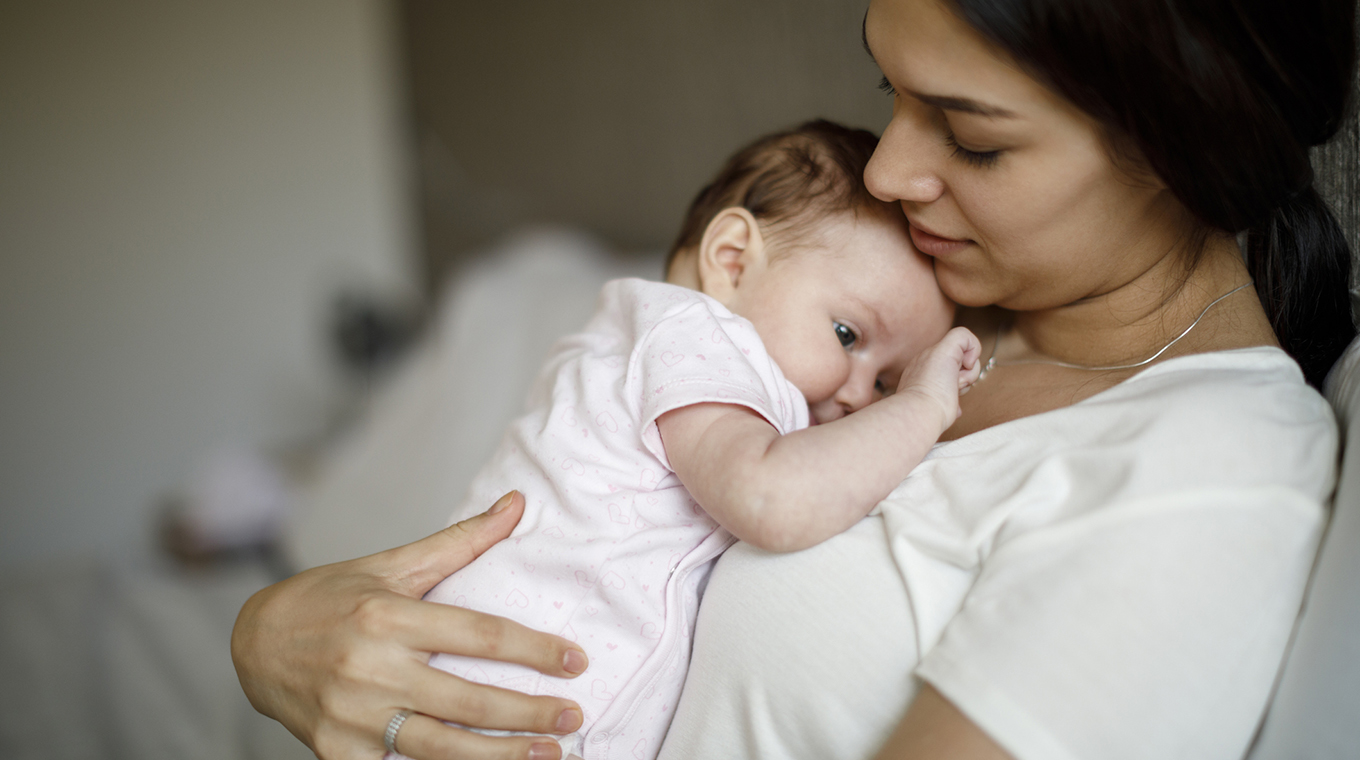 Mother and baby at home