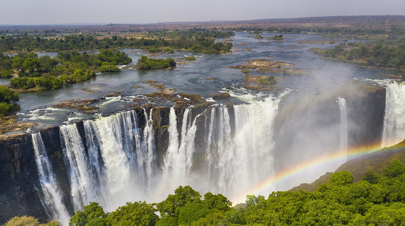 Aerial view of famous Victoria Falls, Zimbabwe and Zambia