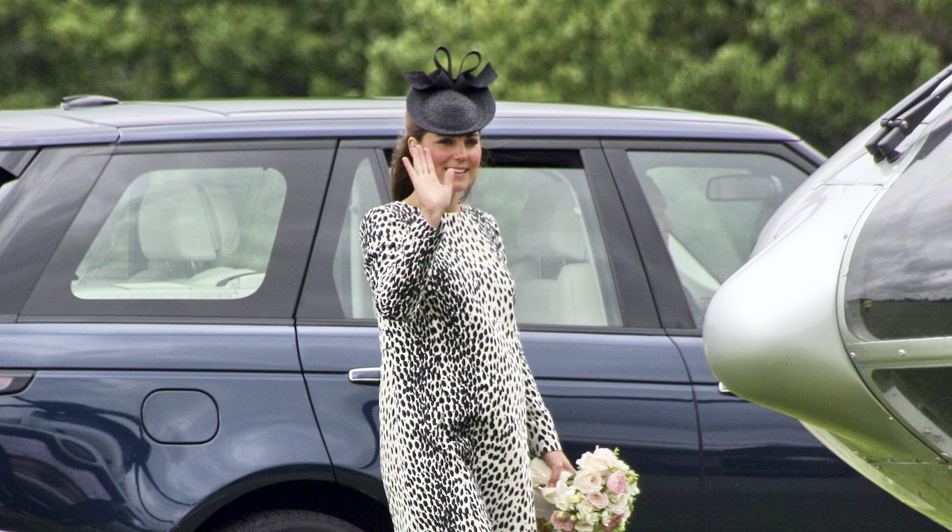 Duchess of Cambridge Kate Middleton leaving Southampton by helicopter