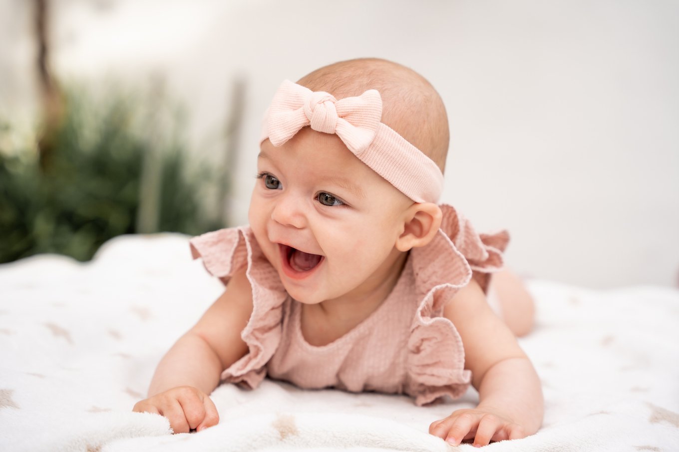 Baby girl in a pink outfit
