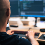 bald man computer