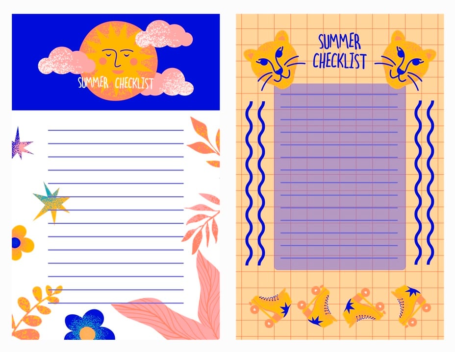 summer checklist illustrations